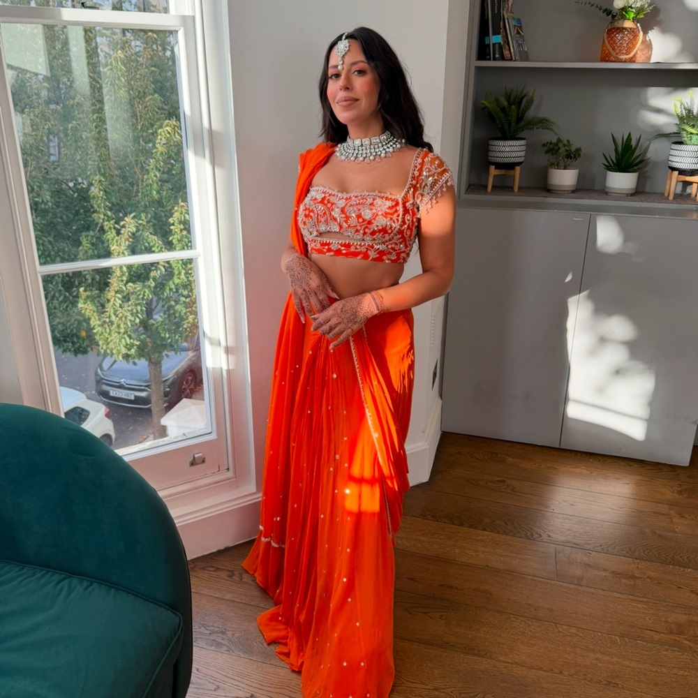 stunning orange sari